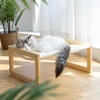 image:imageFUKUMARU Cat Bed Hammock Cozy Velvet Cat Couch for Indoor Cats Raised Wooden Cats Perch 21 Inch Pet Sofa Outdoor Dog Beds Suitable for Puppy Bunny and Small Animal WhiteWhite