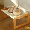 image:imageFUKUMARU Cat Bed Hammock Cozy Velvet Cat Couch for Indoor Cats Raised Wooden Cats Perch 21 Inch Pet Sofa Outdoor Dog Beds Suitable for Puppy Bunny and Small Animal WhiteWhite
