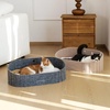 image:imageFUKUMARU Cat Beds for Indoor Cats 24 Inch Large Cat Couch Bed with Cozy Faux Rabbit Fur Cushion Felt Cats House Sofa in Oval Shape CamelCamel