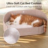 image:imageFUKUMARU Cat Beds for Indoor Cats 24 Inch Large Cat Couch Bed with Cozy Faux Rabbit Fur Cushion Felt Cats House Sofa in Oval Shape CamelCamel