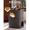 image:imageFUKUMARU Cat House for Indoor Cats 2362 Inch Large Cat Bed Cave Condo 2Storey Cozy Felt Covered Cats Tunnel Kitten Hideaway for Multicats Scratch Resistant Dark GreyDark Grey