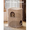image:imageFUKUMARU Cat House for Indoor Cats 2362 Inch Large Cat Bed Cave Condo 2Storey Cozy Felt Covered Cats Tunnel Kitten Hideaway for Multicats Scratch Resistant Dark GreyCamel
