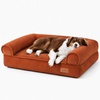 image:imageFUKUMARU Cute Dog Bed Thickened Orthopedic Dogs Couch 36in Egg Crate Foam Pet Sofa for Medium to Large Dogs Waterproof Warm Corduroy Pet Bed with Washable Cover BlueOrange