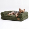 image:imageFUKUMARU Cute Dog Bed Thickened Orthopedic Dogs Couch 36in Egg Crate Foam Pet Sofa for Medium to Large Dogs Waterproof Warm Corduroy Pet Bed with Washable Cover BlueGreen