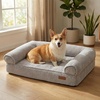 image:imageFUKUMARU Cute Dog Bed Thickened Orthopedic Dogs Couch 36in Egg Crate Foam Pet Sofa for Medium to Large Dogs Waterproof Warm Corduroy Pet Bed with Washable Cover BlueGrey