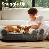 image:imageFUKUMARU Cute Dog Bed Thickened Orthopedic Dogs Couch 36in Egg Crate Foam Pet Sofa for Medium to Large Dogs Waterproof Warm Corduroy Pet Bed with Washable Cover BlueDark Grey