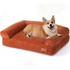 image:imageFUKUMARU Cute Dog Bed Thickened Orthopedic Dogs Couch 36in Egg Crate Foam Pet Sofa for Medium to Large Dogs Waterproof Warm Corduroy Pet Bed with Washable Cover BlueOrange