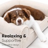 image:imageFUKUMARU Cute Dog Bed Thickened Orthopedic Dogs Couch 36in Egg Crate Foam Pet Sofa for Medium to Large Dogs Waterproof Warm Corduroy Pet Bed with Washable Cover BlueCream