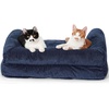 image:imageFUKUMARU Cute Dog Bed Thickened Orthopedic Dogs Couch 36in Egg Crate Foam Pet Sofa for Medium to Large Dogs Waterproof Warm Corduroy Pet Bed with Washable Cover BlueBlue