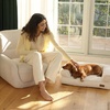 image:imageFUKUMARU Cute Dog Bed Thickened Orthopedic Dogs Couch 36in Egg Crate Foam Pet Sofa for Medium to Large Dogs Waterproof Warm Corduroy Pet Bed with Washable Cover BlueCream