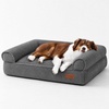 image:imageFUKUMARU Cute Dog Bed Thickened Orthopedic Dogs Couch 36in Egg Crate Foam Pet Sofa for Medium to Large Dogs Waterproof Warm Corduroy Pet Bed with Washable Cover BlueDark Grey