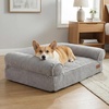 image:imageFUKUMARU Cute Dog Bed Thickened Orthopedic Dogs Couch 36in Egg Crate Foam Pet Sofa for Medium to Large Dogs Waterproof Warm Corduroy Pet Bed with Washable Cover BlueGrey