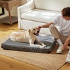 image:imageFUKUMARU Dog Bed Thickened Corduroy Orthopedic Dog Beds with Washable Cover Large Waterproof Dogs Bed for Crate 28D Egg Crate Foam Support Pet Mat Cozy Pet Bed Pad with AntiSlip Bottom GreyGrey