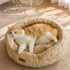 image:imageFUKUMARU Round Cat Bed Plush Washable Calming Dog Bed with Low Entry  Raised Bolster Small Dog Bed Soft Cozy Donut Cat Bed for Indoor Cats Faux Rabbit Fur amp AntiSlip Bottom 20 Inch CamelCamel