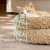 image:imageFUKUMARU Round Cat Bed Plush Washable Calming Dog Bed with Low Entry  Raised Bolster Small Dog Bed Soft Cozy Donut Cat Bed for Indoor Cats Faux Rabbit Fur amp AntiSlip Bottom 20 Inch CamelCamel
