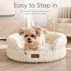 image:imageFUKUMARU Round Cat Bed Plush Washable Calming Dog Bed with Low Entry  Raised Bolster Small Dog Bed Soft Cozy Donut Cat Bed for Indoor Cats Faux Rabbit Fur amp AntiSlip Bottom 20 Inch CamelCream