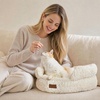 image:imageFUKUMARU Round Cat Bed Plush Washable Calming Dog Bed with Low Entry  Raised Bolster Small Dog Bed Soft Cozy Donut Cat Bed for Indoor Cats Faux Rabbit Fur amp AntiSlip Bottom 20 Inch CamelCream