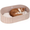 image:imageFUKUMARU Cat Beds for Indoor Cats 24 Inch Large Cat Couch Bed with Cozy Faux Rabbit Fur Cushion Felt Cats House Sofa in Oval Shape CamelCamel