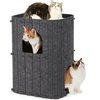 image:imageFUKUMARU Cat House for Indoor Cats 2362 Inch Large Cat Bed Cave Condo 2Storey Cozy Felt Covered Cats Tunnel Kitten Hideaway for Multicats Scratch Resistant Dark GreyDark Grey