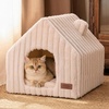 image:imageFUKUMARU Cat Houses for Indoor Cats Washable Cute Cat Bed Cave with Removable Pillow Large SemiEnclosed Cozy Dog House Indoor Soft Faux Rabbit Fur Kitten Bed 175Inch Durable Cat Hideaway BrownPink Grey