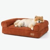image:imageFUKUMARU Cute Dog Bed Thickened Orthopedic Dogs Couch 36in Egg Crate Foam Pet Sofa for Medium to Large Dogs Waterproof Warm Corduroy Pet Bed with Washable Cover BlueOrange