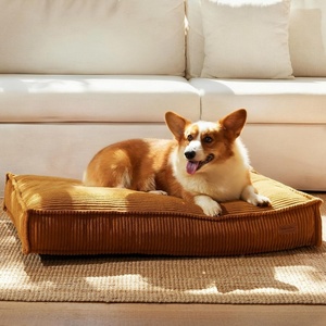 image:imageFUKUMARU 55Inch Thick Dog Bed Mat Washable Cat Bed with Waterproof Lining Orthopedic Dog Beds for Senior Dogs Cozy Flat Dog Kennel Bed for Crate NonSlip Pet Pillow Bed OrangeGinger Yellow