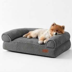 image:imageFUKUMARU Cute Dog Bed Thickened Orthopedic Dogs Couch 36in Egg Crate Foam Pet Sofa for Medium to Large Dogs Waterproof Warm Corduroy Pet Bed with Washable Cover BlueDark Grey