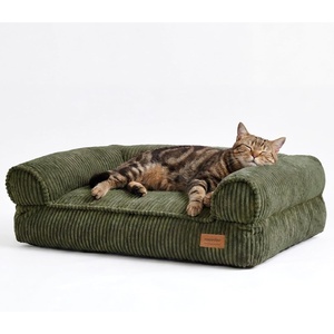 image:imageFUKUMARU Cute Dog Bed Thickened Orthopedic Dogs Couch 36in Egg Crate Foam Pet Sofa for Medium to Large Dogs Waterproof Warm Corduroy Pet Bed with Washable Cover BlueGreen