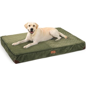 image:imageFUKUMARU Dog Bed Thickened Corduroy Orthopedic Dog Beds with Washable Cover Large Waterproof Dogs Bed for Crate 28D Egg Crate Foam Support Pet Mat Cozy Pet Bed Pad with AntiSlip Bottom GreyGreen