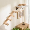 image:imageFUKUMARU Cat Wall Shelves Cat Walls Furniture with Soft Bed Solid Rubber Wood Floating Shelf Kitten Window Perch for Sleeping Playing and ScratchingMCushion Mat