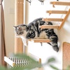 image:imageFUKUMARU Cat Wall Shelves Cat Walls Furniture with Soft Bed Solid Rubber Wood Floating Shelf Kitten Window Perch for Sleeping Playing and ScratchingMSisal Mat