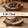 image:imageFUKUMARU Sisal Cat Scratcher Bed Solid Wood Cat Hammock for Indoor Cats  236 Inch Durable Scratching Bed Large Cat Scratch Pad Natural Sisal Hammock Cat Lounger Scratcher for Sleeping BrownBrown