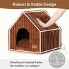 image:imageFUKUMARU Cat Bed Cave Enclosed Washable Covered Dog Bed with Support Frame  Large Cat House for Indoor Cats Cozy Cat Hideaway for Anxious Cats Soft Plush Faux Fur Cat Tent Bed NonSlip BottomBrown