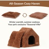 image:imageFUKUMARU Cat Bed Cave Enclosed Washable Covered Dog Bed with Support Frame  Large Cat House for Indoor Cats Cozy Cat Hideaway for Anxious Cats Soft Plush Faux Fur Cat Tent Bed NonSlip BottomBrown