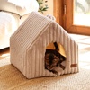 image:imageFUKUMARU Cat Bed Cave Enclosed Washable Covered Dog Bed with Support Frame  Large Cat House for Indoor Cats Cozy Cat Hideaway for Anxious Cats Soft Plush Faux Fur Cat Tent Bed NonSlip BottomPink Beige