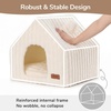 image:imageFUKUMARU Cat Bed Cave Enclosed Washable Covered Dog Bed with Support Frame  Large Cat House for Indoor Cats Cozy Cat Hideaway for Anxious Cats Soft Plush Faux Fur Cat Tent Bed NonSlip BottomCream