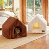 image:imageFUKUMARU Cat Bed Cave Enclosed Washable Covered Dog Bed with Support Frame  Large Cat House for Indoor Cats Cozy Cat Hideaway for Anxious Cats Soft Plush Faux Fur Cat Tent Bed NonSlip BottomCream