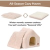 image:imageFUKUMARU Cat Bed Cave Enclosed Washable Covered Dog Bed with Support Frame  Large Cat House for Indoor Cats Cozy Cat Hideaway for Anxious Cats Soft Plush Faux Fur Cat Tent Bed NonSlip BottomPink Beige