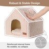 image:imageFUKUMARU Cat Bed Cave Enclosed Washable Covered Dog Bed with Support Frame  Large Cat House for Indoor Cats Cozy Cat Hideaway for Anxious Cats Soft Plush Faux Fur Cat Tent Bed NonSlip BottomPink Beige