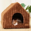 image:imageFUKUMARU Cat Bed Cave Enclosed Washable Covered Dog Bed with Support Frame  Large Cat House for Indoor Cats Cozy Cat Hideaway for Anxious Cats Soft Plush Faux Fur Cat Tent Bed NonSlip BottomBrown