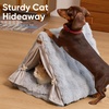 image:imageFUKUMARU Cat Cave Bed Sturdy Frame Washable Cat Tent Bed with Curtain  SemiEnclosed Cat Hideaway for Anxious Cats Large Cozy Cat House for Indoor Cats Soft Plush Covered Dog Bed CreamGrey