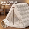 image:imageFUKUMARU Cat Cave Bed Sturdy Frame Washable Cat Tent Bed with Curtain  SemiEnclosed Cat Hideaway for Anxious Cats Large Cozy Cat House for Indoor Cats Soft Plush Covered Dog Bed CreamCream