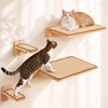 image:imageFUKUMARU Cat Wall Shelves 4 Set Solid Rubber Wood Shelf with Sisal Mat