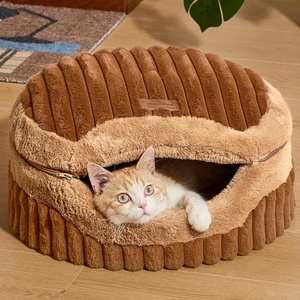 image:imageFUKUMARU Cat Cave Bed 2in1 Enclosed Cat Bed for Indoor Cat Cat HideawayBrown