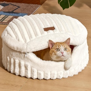 image:imageFUKUMARU Cat Cave Bed 2in1 Enclosed Cat Bed for Indoor Cat Cat HideawayCream
